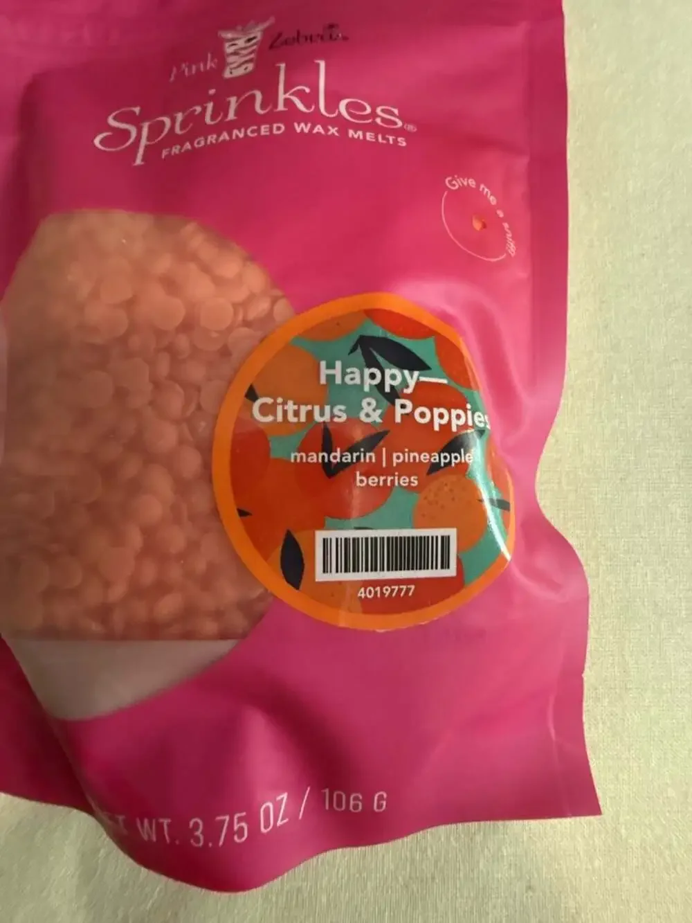 Pink Zebra Sprinkles Happy Citrus & Poppies Fragranced Wax Melts 3.75 oz